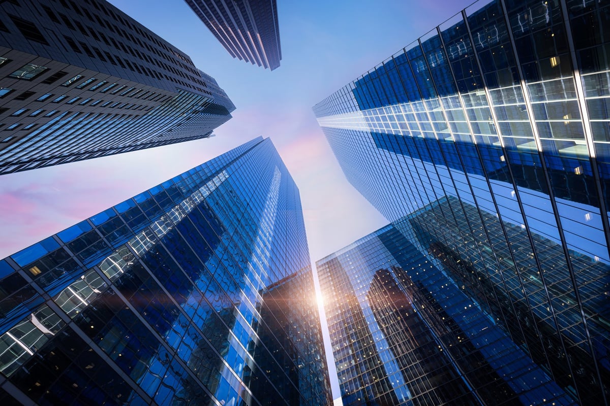 Modern luxury architecture glass building city skyline